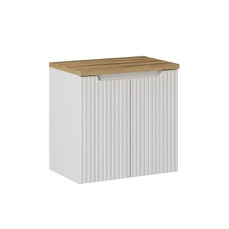 Petits Meubles Mueble bajo lavabo 2 puertas encimera estratificado Blanco marr&oacute;n