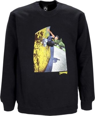 Thrasher Zwarte Wallride Crewneck Sweatshirt - Heren - Sweatshirts - Zwart - L - Katoen - Hoodies & sweatvesten