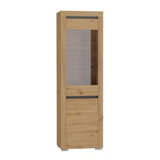 Petits Meubles Vitrina 2 puertas con led paneles laminados madera y gris antracita