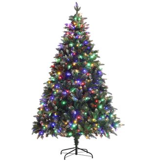 HOMCOM 7 Ft Artificial LED Christmas Tree with Metal Base - Hinged Branches | TJ Hughes
