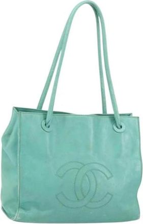 Chanel Pre-owned Tote Bags, female, Blue, Size: ONE SIZE Pre-owned Vintage Leather Tote Bag