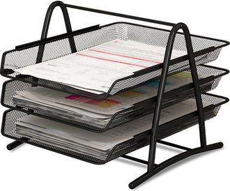 No Brand Bandeja Organizadora Para Escritorio Y Documentos, 3 Niveles, Negra, Tama&ntilde;o A4, C&oacute;moda, Archivador, Escritorio, Organizador De Ordenador, Fabricada En