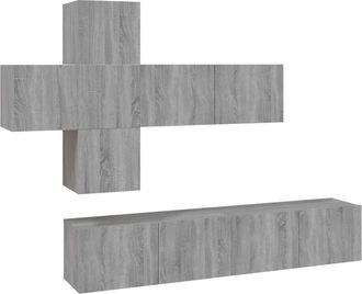 vidaXL Vidaxl - Set De Muebles Para Tv 7 Pzas Madera Contrachapada Gris Sonoma