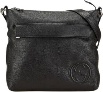 Gucci Pre-owned Cross Body Bags, female, Black, Size: ONE SIZE Pre-owned Leather Cross Body Bag