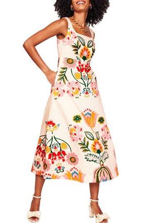 Boden Floral Print Fit & Flare Dress in Ivory at Nordstrom Rack, Size 2