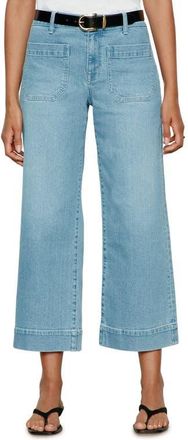 Sanctuary The Marine Patch Pocket Crop Wide Leg Jeans in Dollface Blue at Nordstrom, Size 34P