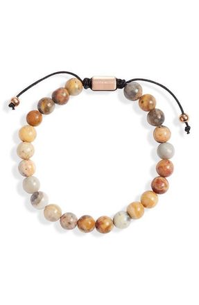 Clifton Wilson Mens Tigers Eye Beaded Bracelet in Soft Tan at Nordstrom