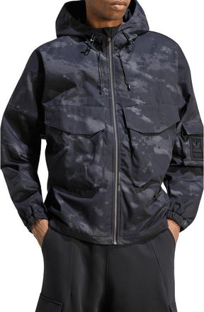 adidas Camo Hooded Windbreaker in Black at Nordstrom, Size Xx-Large