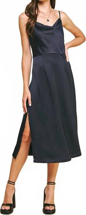 Pinch Design Gianna Shimmering Slip Midi Dress In Navy