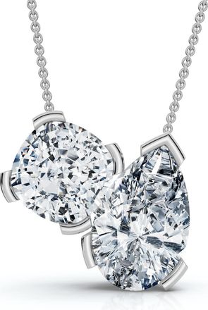 Pompeii3 2Ct Cushion and Pear Toi et Moi Diamond Pendant 14k Gold or Pt Lab Grown
