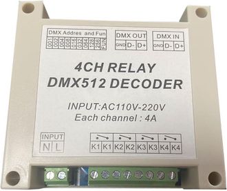 OEM Interruptor De Rel&eacute; Controlado Por Dmx, 4 Canales, Dmx512, Entrada De Alto Voltaje, Ca 110-220 V