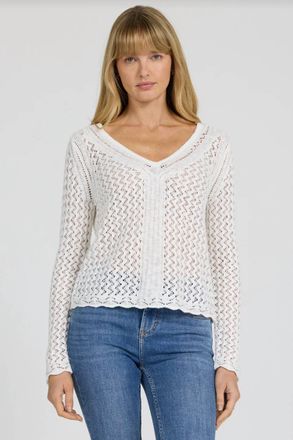 Dear John Denim Vivi V-Neck Sweater In White