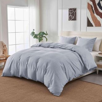 Puredown Peace Nest Solid Faux Flax Linen Duvet Cover Sets - Luxurious Comfort
