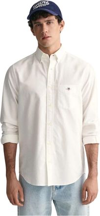 GANT Regular Fit Oxford Classic Overhemd - Heren - Casual Overhemden - Wit - M - Katoen - Overhemden