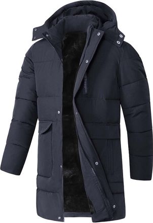 Generic Mens Coats Jackets Mens Winter and for Men Uk Warm Jacket Zipper Down Padded Coat Puffer Long Longline Bomber Outdoor Waterproof Thermal Loose with Po