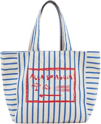 Closed Blauw Gestreepte Tote Bag - Dames - Shoppers - Veelkleurig - ONE Size - Katoen - Tassen