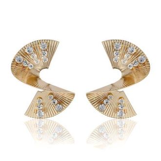BCBGeneration eneration Sculpted Fan Crystal Earrings in Gold at Nordstrom