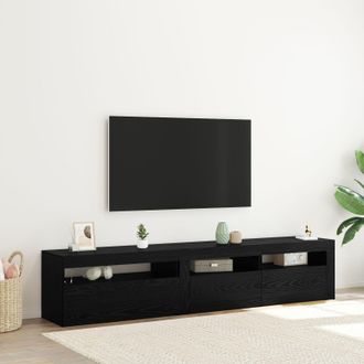 Berkfield Home TV Cabinets 2 pcs with LED Lights Black Oak Engineered Wood