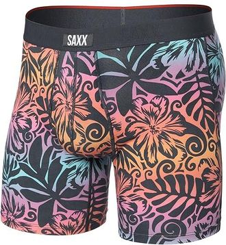 Saxx Underwear Vibe Xtra Super Soft Boxer Brief Fly Mens Underwear Surf Flowers/Ebony : SM, Elastane/Mesh/Polyester