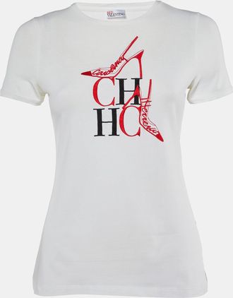 Carolina Herrera White Ch Embroidered Cotton T-Shirt