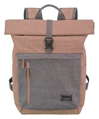 Travelite Freizeitrucksack TRAVELITE BASICS Rollup Rucksack, Damen, Gr. B/H/T: 37cm x 60cm x 16cm, rosa (rosa, grau), Polyester, Rucks&auml;cke Freizeitrucksack, Arb