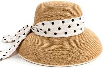 Surell Bow Bell Straw Hat in Natural/Dot at Nordstrom Rack