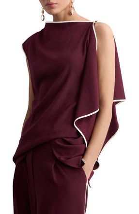 Mango Ruffle Asymmetric Top in Ecru at Nordstrom, Size X-Small