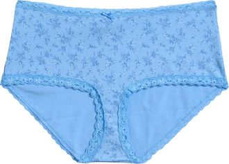 SKIMS Lace Trim Boyshorts in Surf Dainty Floral at Nordstrom, Size Xx-Small