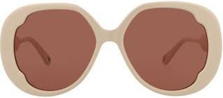 Chloé 56mm Oval Sunglasses in Ivory Ivory Brown at Nordstrom Rack