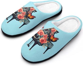 Generic Rose Flower Music Piano Mens Slippers Comfortable And Non-slip Cotton Slipper Shoe for House
