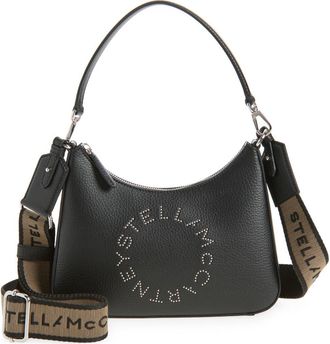 Stella McCartney Small Studded Logo Faux Leather Shoulder Bag in Black at Nordstrom
