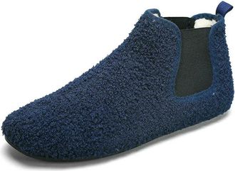 Generic NYSBH Men Cotton Shoes Warm Plush Lined Slippers Thin Bottom House Slipper Men Walking Shoes Ankle Boots Casual Flats Shoes Dark Blue