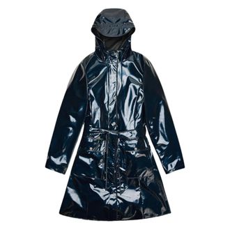 Rains Rain Jackets, female, Blue, L, Blue Trenchcoat Curve W Style