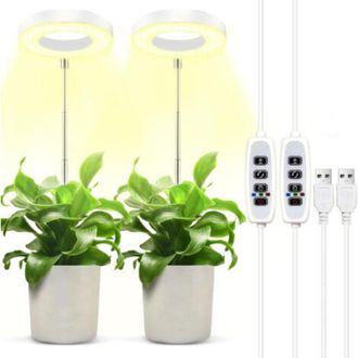 OEM L&aacute;mpara Led De Cultivo De 2 Unidades, Espectro Completo, Altura Ajustable, 3 Niveles De Brillo, Temporizador De 3, 9 Y 12 Horas Para Plantas De Interi