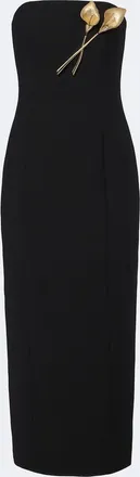 Carolina Herrera Embellished wool-blend bustier dress