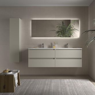 Cygnus Bath Mueble De Ba&ntilde;o Bequia 160cm Gris Mate 4 Cajones Lavabo Vilna 2 Pozas Solid Surface