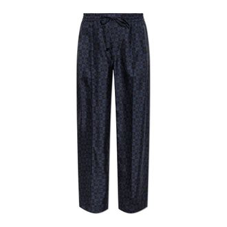 Kenzo Pantaloni in Seta a Gamba Larga - - Trousers - Donna - Blu - 2XS
