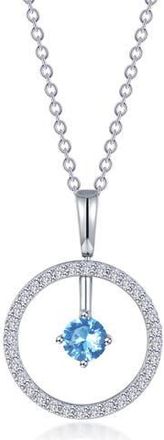 Lafonn Simulated Diamond Lab-Created Birthstone Reversible Pendant Necklace in Light Blue/December at Nordstrom Rack, Size 20