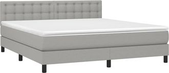 vidaXL Vidaxl - Cama Box Spring Con Colch&oacute;n Tela Gris Claro 180x200 Cm