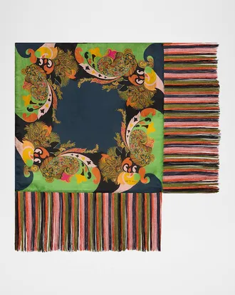 Etro Silk Fringe-Trim Foulard