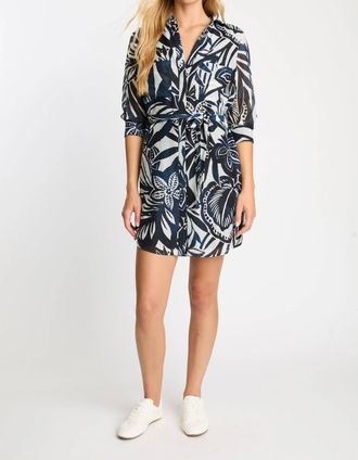 Cleobella Becky Mini Shirt Dress In Woodblock Palm