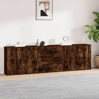 vidaXL Vidaxl - Aparadores 3 Piezas Madera Contrachapada Roble Ahumado
