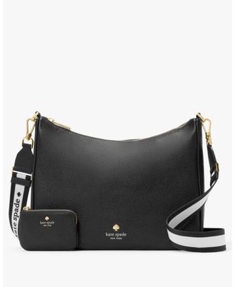 Kate Spade New York Womens Emma Pebbled Leather Large Crossbody - Black - One Size