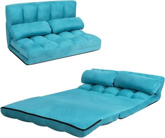 Costway Costway - Sof&aacute; De Suelo Regulable, Sof&aacute; Cama Plegable En 6 Posiciones Y Revestimiento Removible, Duradero Y Estable En Ante Con 2 Cojines, Para Dormit