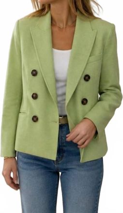 Veronica Beard Pre-Loved Womens Nevis Double Breasted Crop Blazer In Light Green Pistachio