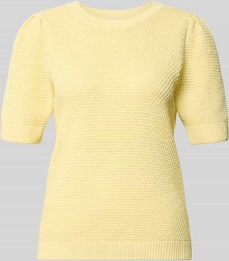 Vila Slim Fit T-Shirt in Strick-Optik Modell Vidalo in Hellgelb, Gr&ouml;&szlig;e XL