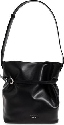 Emporio Armani Bucket Bags, female, Black, Size: ONE SIZE Leather Shoulder Bag