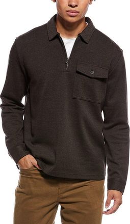 Vince Herringbone Wool-Blend Zip Polo Shirt