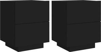 vidaXL Vidaxl - Bedside Cabinets with led Lights 2 pcs Black Engineered Wood