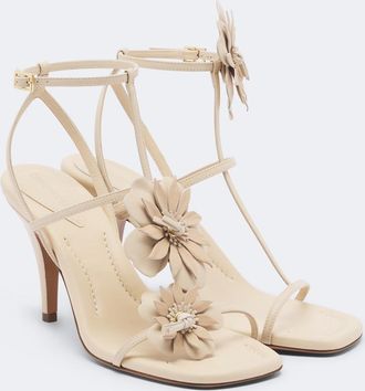 Zimmermann Belara floral-appliqu&eacute; leather sandals